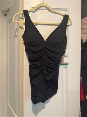 Classic Black Ruched One-Piece Swimsuit
